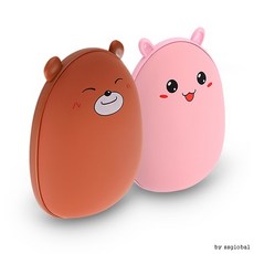 귀여운 동물 충전식 손난로 충전용 핫팩 휴대용 전기 보조배터리 겸용 미니 캠핑 골프장 스키장 배달 USB 충전식, 브라운
