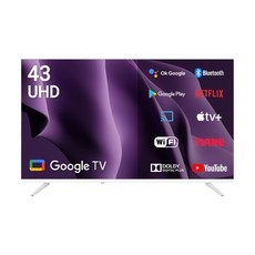 큐빅스 109cm 43인치 화이트에디션 4K UHD 스마트 TV LED 구글 3.0 스마트티비 IPTV 스탠드형 벽걸이형 방문설치, 고객직접설치