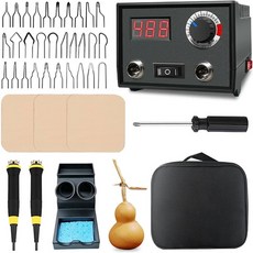 우드버닝기 버닝펜 전문가용 기계 pyrography wood burner kit 전문 나무 버너 도구 듀얼 펜 30 팁 가방, 60w, lh40-s2-백, 유럽 ​​연합, 1개