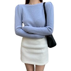 데이홀릭 셔링 퍼프소매 페미닌 긴팔니트