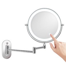 접이식 LED 거울 벽걸이 화장대 거울 양면 조명 거울 3 배 5 배 7/10 배 8 인치, 8 3x magnification