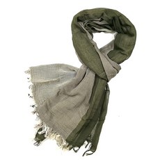 Shanlin 남녀공용 면 리넨 스카프 격자무늬-라이트 블루 74.8\"x35.4\" (190x90cm), Sz-3톤-아미그린, 1개