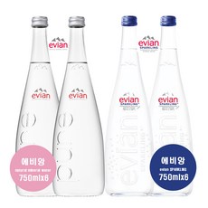 에비앙 로스카 750ml 6병+에비앙 스파클링 750ml 6병 (1BOX), 12병(1박스)