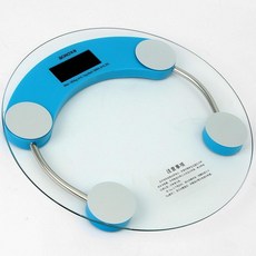 Oce 투명 정밀 센서 전자 체중계 줄자 set 블루 예쁜 스마트 온도계 led 몸무게 저울 목욕탕 디지털 체중계, 1개