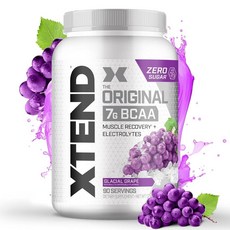 XTEND 오리지널 BCAA 파우더 빙하 포도 | 무설탕 운동 후 근육 회복 음료 아미노산 포함 남성 및 여성용 7g 90회 분량 291282, 117g, 1개