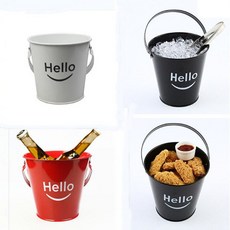 BU1 - 맥주 튀김 간식 스낵 바스켓 철제 양동이 비어 버켓 버킷 얼음통 맥주통 수저통, 대형, 레드