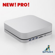 SPMH X1 Pro 맥미니 SSD NVMe 외장하드 + USB 허브, 실버