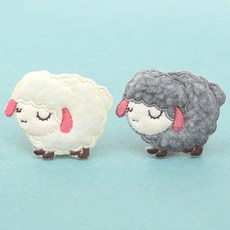 [펠트친구] 복슬양와펜 캐릭터와펜/동물와펜/봉제식와펜, 그레이