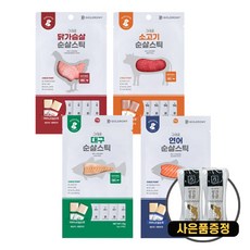 골드로니 그대로 순살스틱 반려동물 순살간식 + 증정 통살간식, 4개, 32g, 혼합4종(닭/소/대구/연어)+통살2개