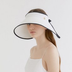 할렌 wide ribbon logo pendant raffia sun visor (C010_white)