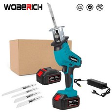 WOBERICH 무선 왕복 톱 목재 금속 PVC 파이프 절단 톱날 전동 공구 속도 조절 가능 21V, 1개, 3)Two small battery