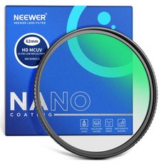 NEEWER 초저반사 UV 렌즈 필터 다중 저항 코팅 UV 보호 필터 HD 고투과율 유리, 55mm, 1개