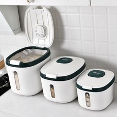  리아누 진공쌀통 원터치 밀폐 방습 방충, 그린, 1개 