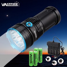 LED 30000 루멘 전술 손전등 500-800m 범위 12 x LED 방수 초강력 토치 4x18650 배터리 배터리 충전기, [01] 차가운 흰색, 1개
