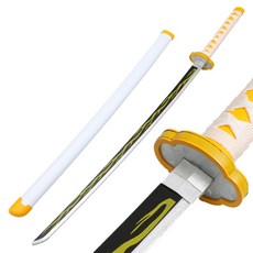귀멸의칼날 일륜도 귀칼 검 칼 104cm 코스프레 굿즈 귀살대 탄지로 젠이츠 렌고쿠, 화이트 벨트개