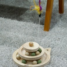 애블리즈 냥냥펀치 토이볼 원목장난감 공놀이 아기고양이 분리불안 사냥놀이 캣볼 움직이는 고양이장난감, 캣닢공 3단턴테이블