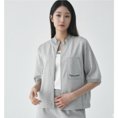 지센/ 파격할인 [24SS] 여성 [에센셜] 져지카라 5부 오픈형 집업 티셔츠(색상2종)