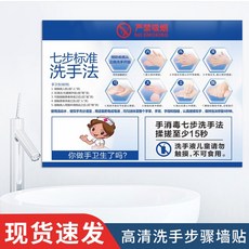 7단계 세정법 유아자수원 방역 설명도병원진료소학교 화장실 육보 포스터 6걸음걸이 7절차를 밟게 된다 도모함 표지판 구제역, 40x60cm, PP 실내안 스티커 시트지 -XSF1