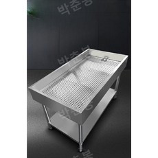 상업용 조리대 테이블 조림 고기 야채 배수차 테이블 해동 풀 스테인레스 스틸 작업대, 100x60x80cm, 1개