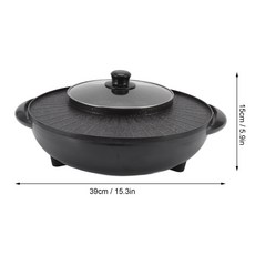 가정용 다기능 전기 냄비 붙지 않는 그릴 로티세리 팬 프라이팬 샤부, Black, UK
