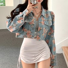 대박난박양 플라워 크롭 데님 자켓