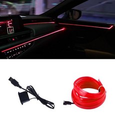자동차 인테리어 EL 와이어 자동차 인테리어 조명 앰비언트 LED 플렉스 RGB 스트립 분위기 Neno 튜브 소프, 02 Red, 1개