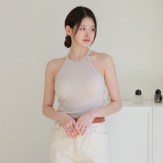 디디오 홀터넥나시 여성 캡내장 부유방커버 일체형패드 레이어드 여름 이너 온나 데일리 홀터넥 패드내장 골지 캡나시 일체형 부드러운 비스코스 원단 여름 여성 코디