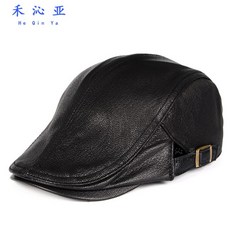 others 중장 년 층 남성 리 얼 가죽 캡 춘추 형 베레모 얇 은 제형 의 부 모자 양가죽 전진 한가 한 중년 아빠 오리 부리 혈혈혈단신 검은색 L (56 - 57cm)