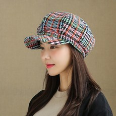 웨스트무브 헌팅캡 가을 겨울 여자모자 컬러 체크 울 모직 여성 팔각모 레인보우팔각 (3컬러)