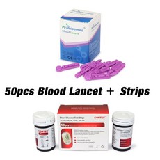 CONTEC KH-100 혈액 Portabl 혈당 측정기 Suger 테스트 모니터 무료 50pcs 포도당 스트립 란셋 배송, 02 Strips and Lancet