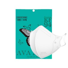 아바 KF94 새부리형 대형 컬러 마스크, 100매, 화이트, 10개입