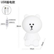 LED 조명 램프 무드등 수면등 미피 토끼 코니 수유등 (3 size) 무지개컬러LED, 곰 30CM 타이머 플러그인 모델