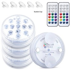 13led 자기 빨판 잠수정 빛 방수 원격 RGB 수 중 조명 Hmoe 파티 수족관 풀 욕조 꽃병 장식|LED 수중 전등|, 단일, 1개