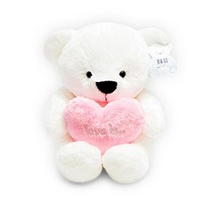 [돌앤돌스] 하트 누리베어_핑크(특대 110cm)-대형 흰곰인형 큰곰인형 봉제인형 인형선물