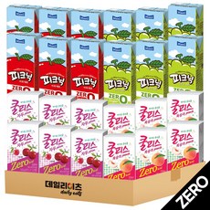 [데일리이츠] 드링크팩 과일음료 제로칼로리 4종류 24팩 (피크닉제로 사과6 청포도6 쿨피스제로 복숭아6 자두6), 1세트, 200ml