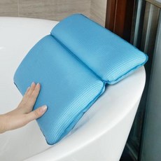 목욕베개 방수욕조베개 반신욕쿠션 욕조목받침베개 방수 스폰지 목욕 베개 대형 흡입 컵 가정 욕실 액세서리 스파, 파란