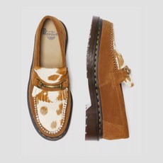 Dr.Martens ADRIAN SNAFFLE HAIR-ON COW PRINT KILTIE LOAFERS 31084369 PECAN BROWN