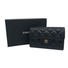 샤넬(명품잡화) 명품명품CHANEL 샤넬 클래식 플랩 지갑 그레인드 카프스킨 골드 메탈 블랙 AP0232 Y