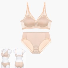 판도라by비비안 2S4207 파워넷 A~C컵 몰드 노와이어 브라 노라인 팬티 세트