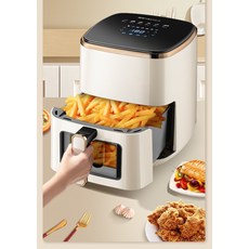 가정용 다용도 전기오븐 비주얼 오일프리 에어프라이어 감자튀김기 대용량 오븐, (506)메카니컬 화이트