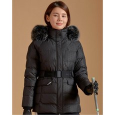 헤지스 골프 여성 20FW [REFINED CLASSIC]블랙 시크 잔패턴 다운 점퍼 HWJU0D817BK