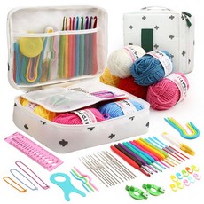 크로 셰 후크 세트 키트 소프트 핸들 저장 가방 DIY 예술 공예 원사 바느질 도구 니트 액세서리 초보자, [02] C2, 02 C2
