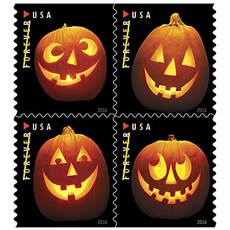 USPS Forever Stamps Jack O Lantern Pattern First-class Made in the USA Halloween Autumn or Seat, One Color_One Size, One Color_One Size