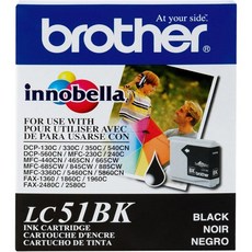 Brother 팩스 팩스기 토너포함 브라더 이노벨라 LC51BK 잉크 카트리지 500페이지 수율 블랙 Q1255865, Black_500 Count (Pack of 1)
