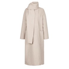 바네사브루노 아떼 19FW 베이지 머플러장식 울 캐시미어혼방 코트 VLCO9D401I1