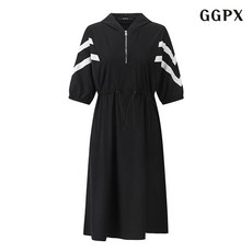 GGPX 후드 반집업 스트링 반팔 여성 롱 원피스 (GOBOW031D)