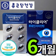 종근당 아이클리어 루테인 지아잔틴 31캡슐 복합추출물 식약처 인증 눈 건강 도움 영양제, 6개