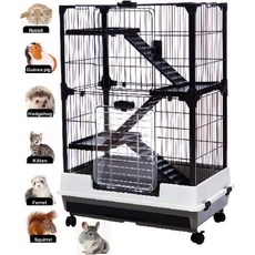 Large Multi-Level Indoor/Outdoor Small Animal Cage for Guinea Pig Ferret Chinchilla Cat Rabbit Hut, Black, 4-Level, 1개