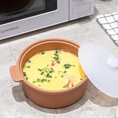 소노리떼 실리콘 계란찜기 원형 중형 대형 600ml 1200ml 전자레인지용 냄비, 피치베이지, 1개, 대형(1200ml)