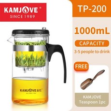 커피잔세트 유리 메이커 내열성 주전자 커피 티팟 단추 필터 프레스 포트 KAMJOVE 아트 세트, TP-200 1L, 1개